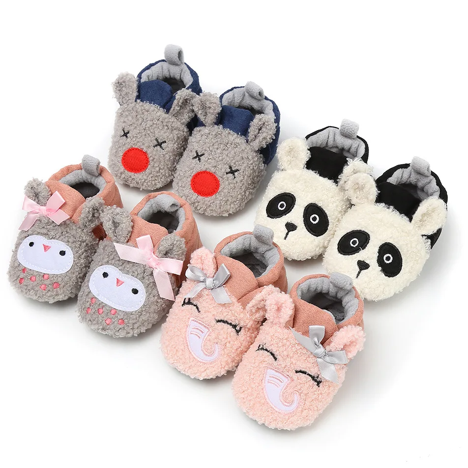 

Newborn Baby Boys Girls Cozy Booties with Grippers Stay On Slipper Socks Infant Toddler Crib Winter Shoes for Boys Girls