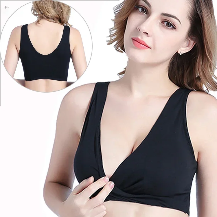 Nursing bra women's sports gathering vest, sleep breastfeeding, pregnant women's front cross underwear, breastfeeding bra