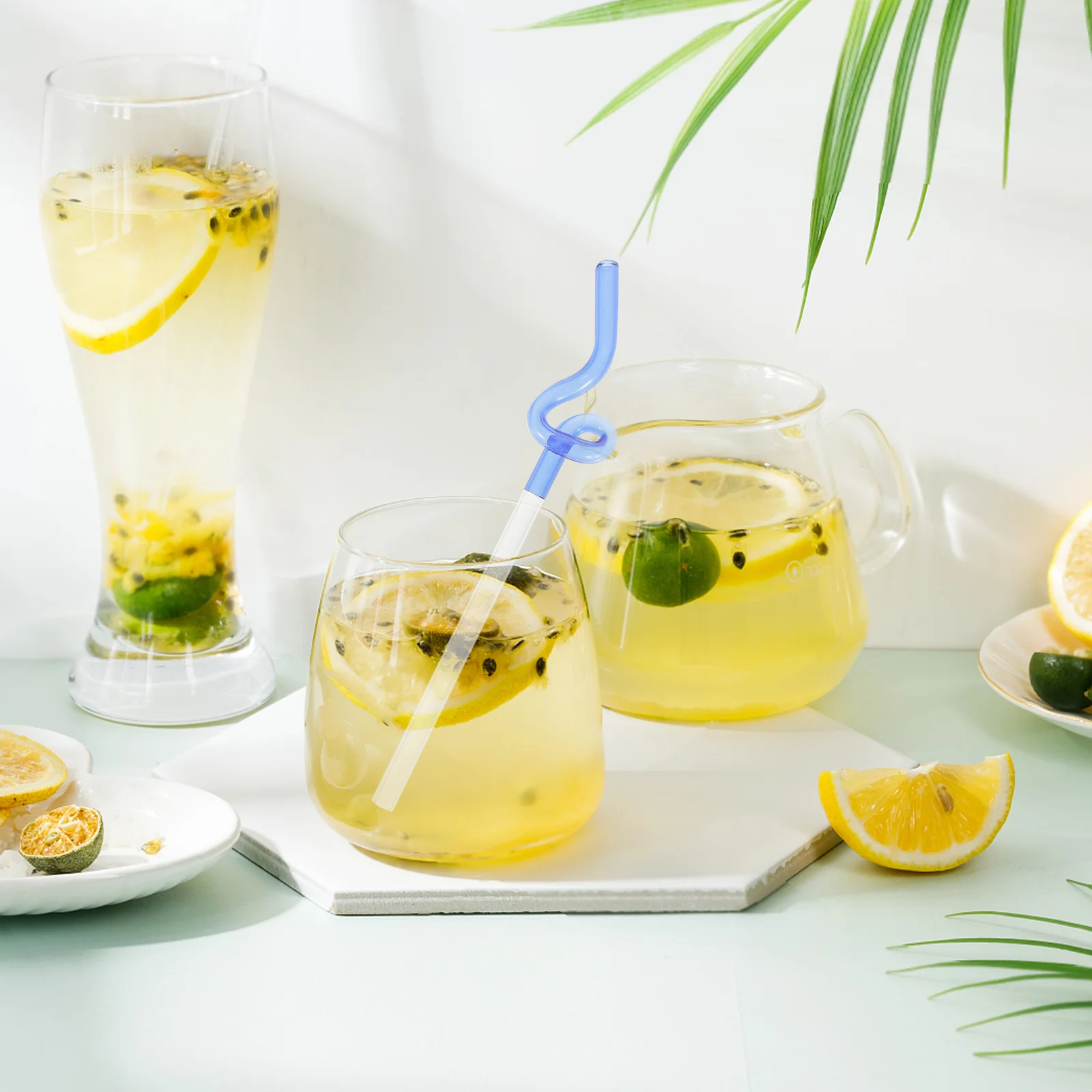 

Reusable Colorful Glass Straw Twisted Wavy Design for Beverages Smoothies Juice Tea Clear Glass Straw Reusable Straws