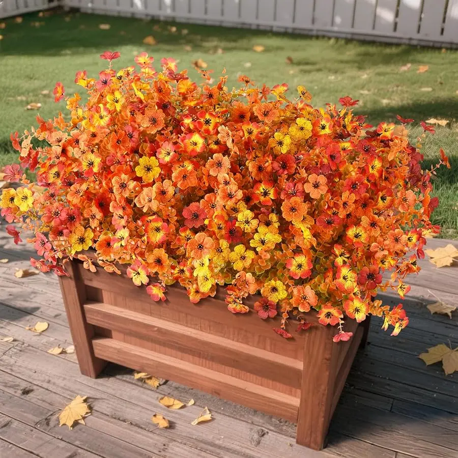 

Artificial Fall Flowers for Decoration Fake Flowers Outdoor Artificial Plants, 12 Bundles Faux Mums Autumn Plastic Flower UV Res