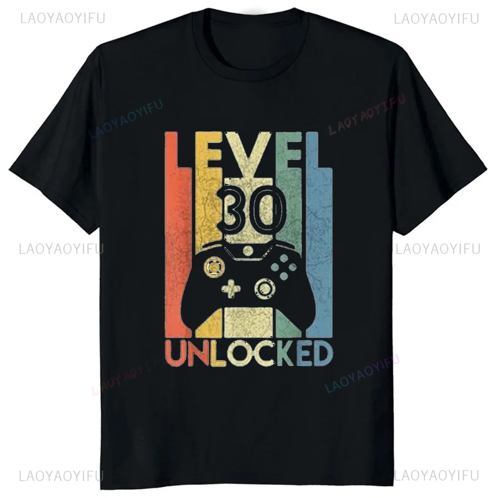 Funny Video Gamer Graphic Level 30 Unlocked TShirt Casual Fashion Birthday Gift Man T-Shirt Streetwear Hipster Loose Soft Tees