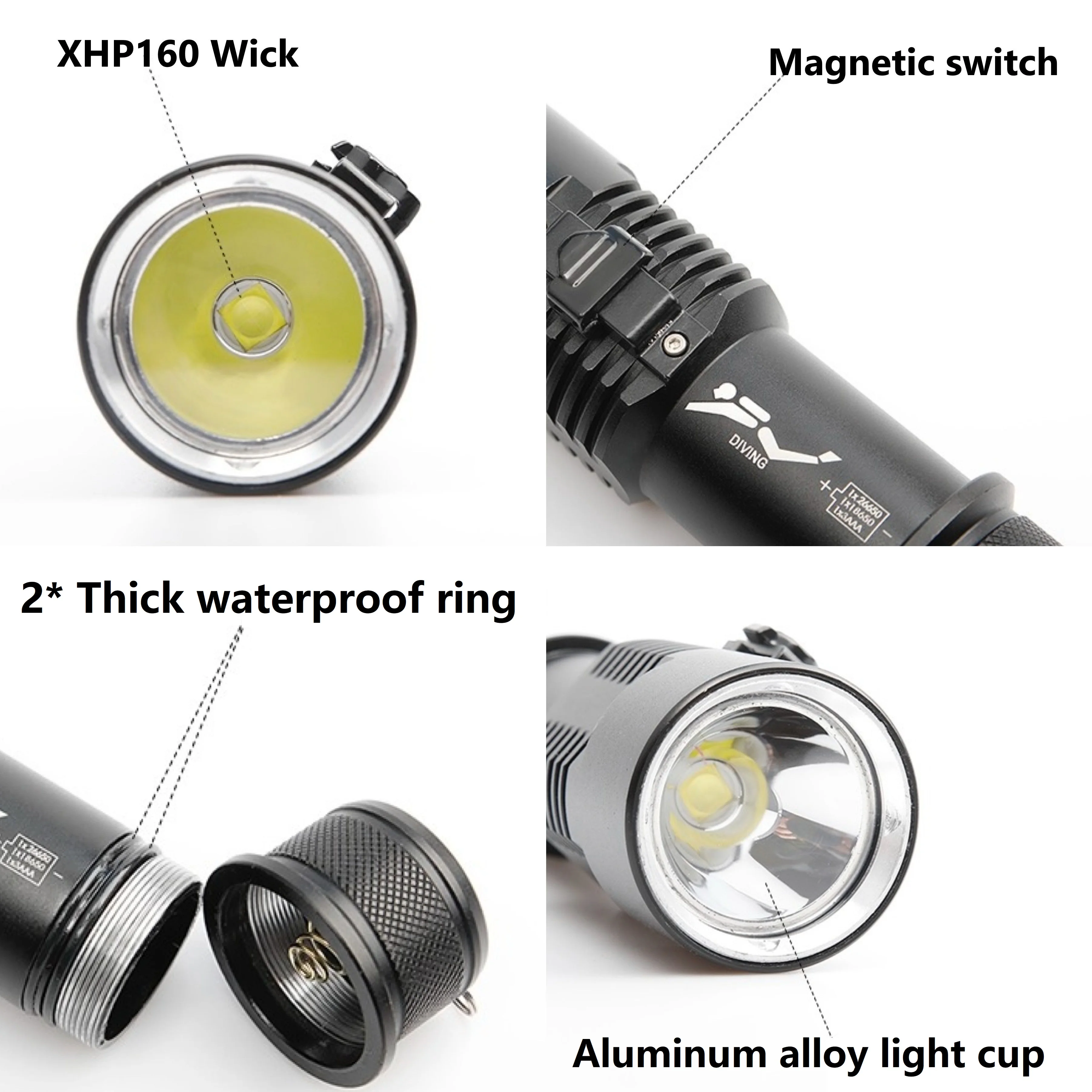 Super Bright 10000LM Professional Diving Flashlight High Power Diving 800M Underwater Dive Torch Scuba Diving Lantern Fishing