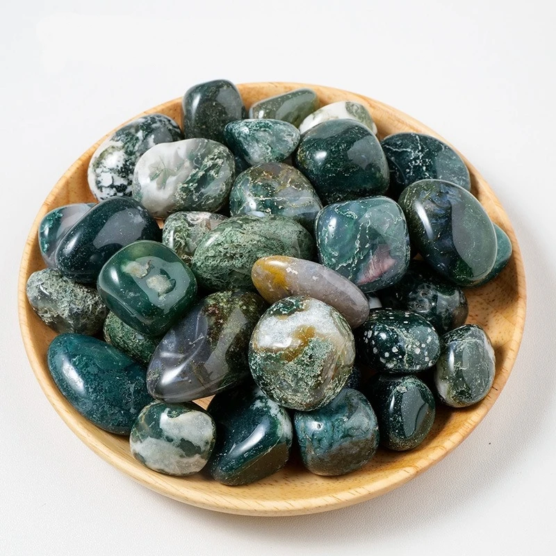 Wholesale Natural Moss Agate Bulk Tumbled Stone Healing Mineral Energy Specimen Gemstone Gravel Aquarium Decoration