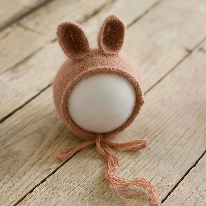 0-3 Months Baby Photography Props Cute Style Soft Rabbit Hand Knitting Hat Baby Boy Girl Studio Shooting Accessories