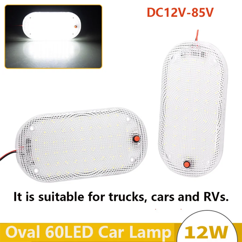 

LED Interior Light Strip Bar For RV With Switch 60LED Camper Ceiling Light 12-85V Truck Camper Boat Awning Car Reading Light 1pc