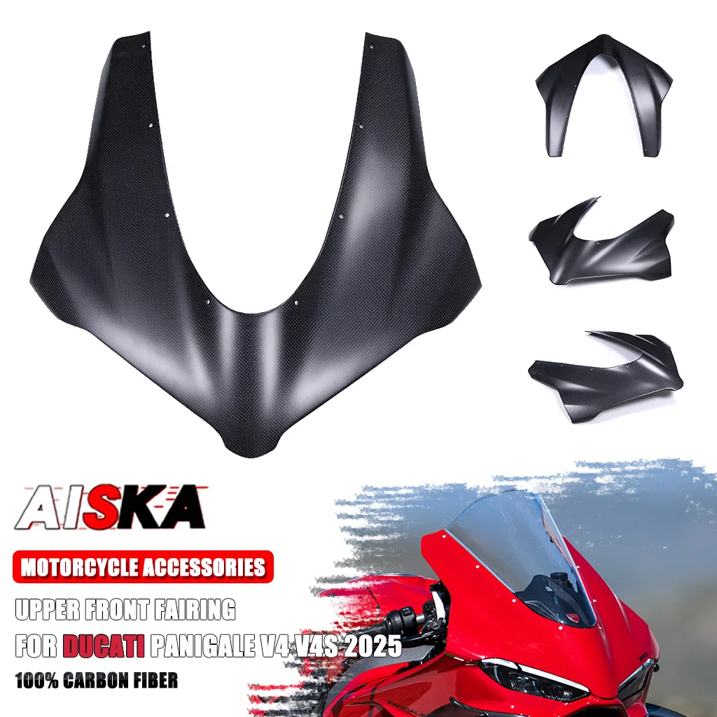 

100% углеродное волокно, верхний передний обтекатель, объемный обтекатель ветрового стекла для Ducati Panigale V4 V4S 2025, детали гоночного обтекателя мотоцикла на заказ