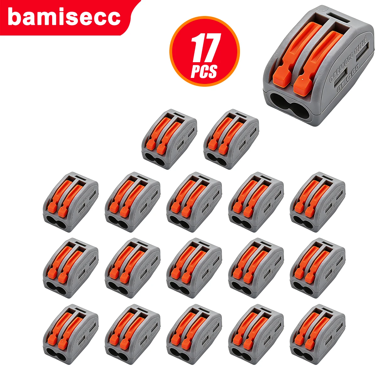 17pcs, Snap-In Lever-Action Quick-Connect Terminals, PCT21 Series Terminals, Push-In Electrical Connectors