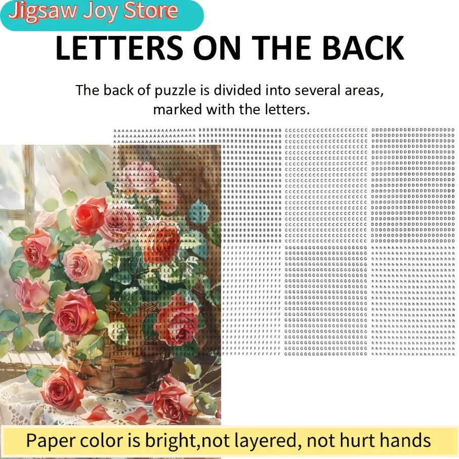 1 Box (500pcs) Mini Size Paper Puzzles | "The Roses in the Basket" Portable Card Game for Party & Family Activities, Scratch R