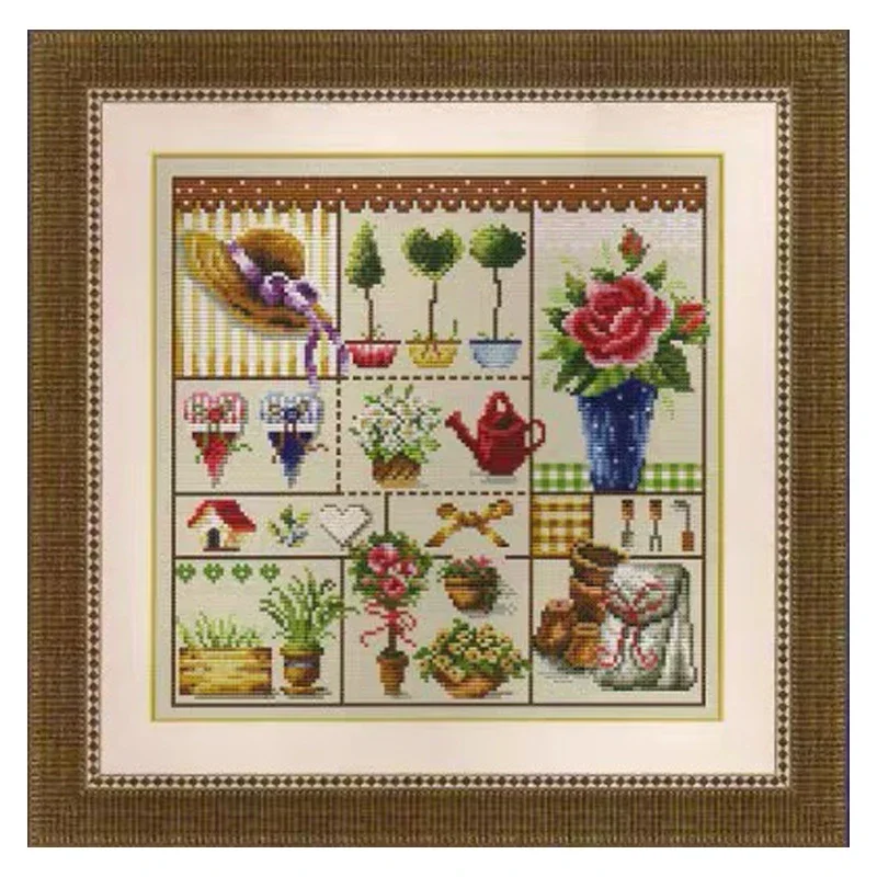 

Набор для вышивки крестом из счетного холста, маленькая бутылочка, цветок, растение, вышивка, рукоделие своими руками, STC-DOME90904