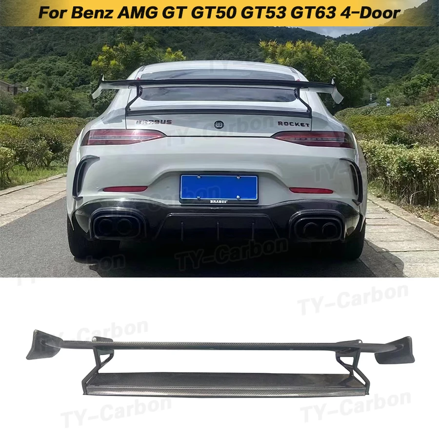 

High Quality Real Carbon Fiber Spoiler For Benz AMG GT50 GT53 GT63 GT63S X290 Rrar Wing Trunk Lip Spoiler Rockets 900 Style