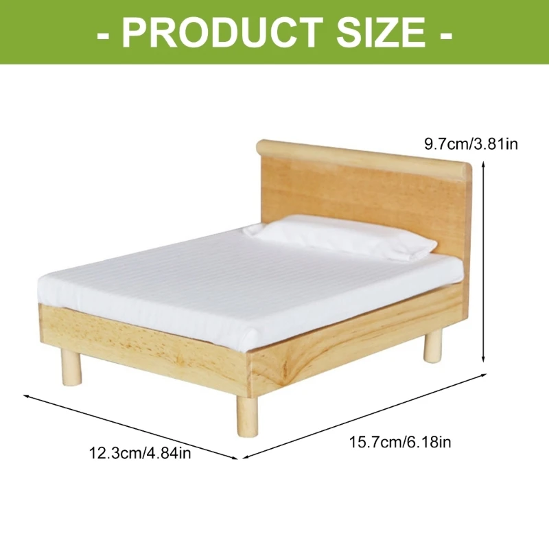 Juego muebles dormitorio madera a escala exacta 1:12 que incluye cama con textura tela 15UB
