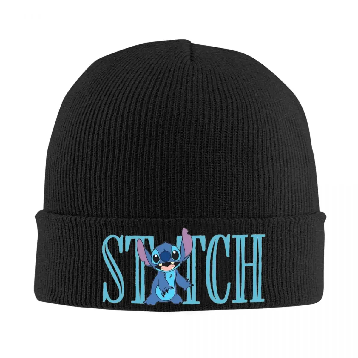 Stitch Ohana Means Family Beanie Hats Cute Blue Cartoon Bonnet Hats Unisex Adult Hippie Skullies Beanies Autumn Head Wrap Caps