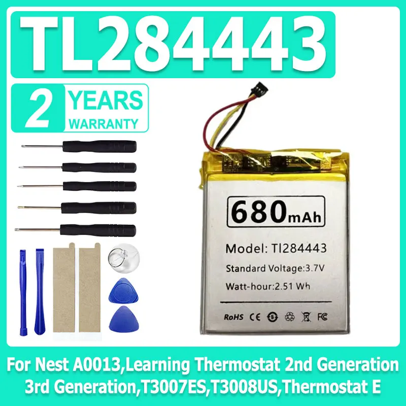 

Аккумулятор 680 мАч TL284443 для Nest A0013, обучающий термостат 2-го поколения, 3-го поколения, T3007ES, T3008US, термостат E