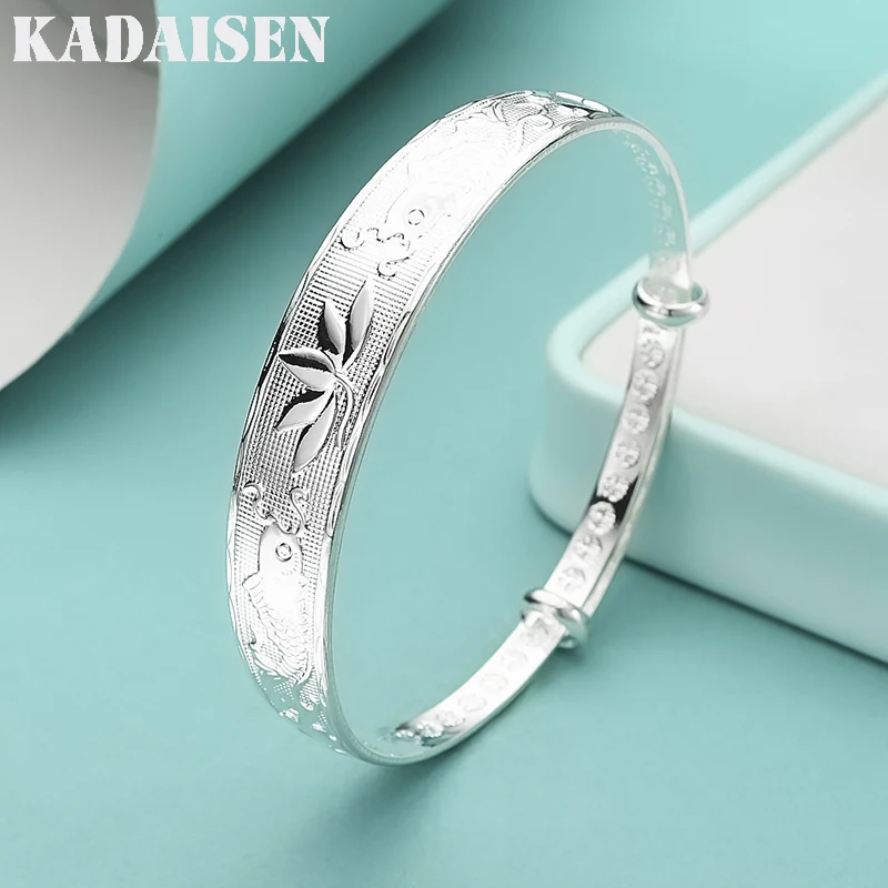 Hot Charm Trend 925 Sterling Silver Pisces Play Lotus Bracelets Bangle For Women Classic Fashion Party Wedding Jewelry Gifts