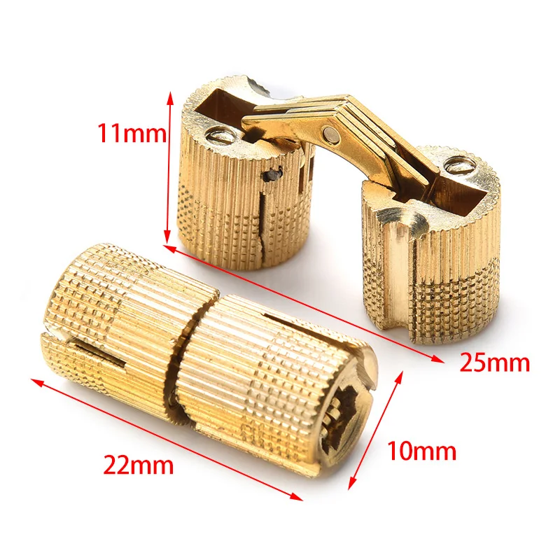 Copper Brass Furniture Hinges 8-18mm Cylindrical Hidden Cabinet Concealed Invisible Door Hinges For Hardware Gift Box