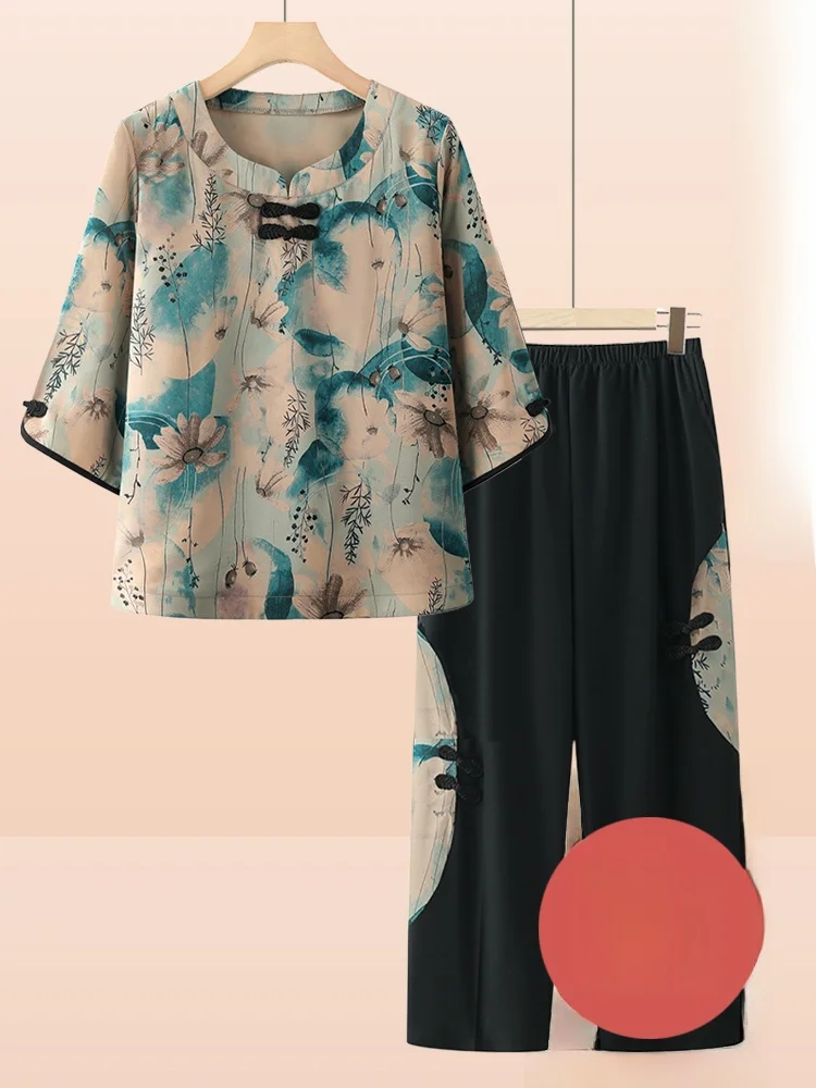 summer-outfit-for-women-over-60-two-piece-set-fashionable-mommy-clothes-sleeveless-floral-print-loose-fit-round-neck-design