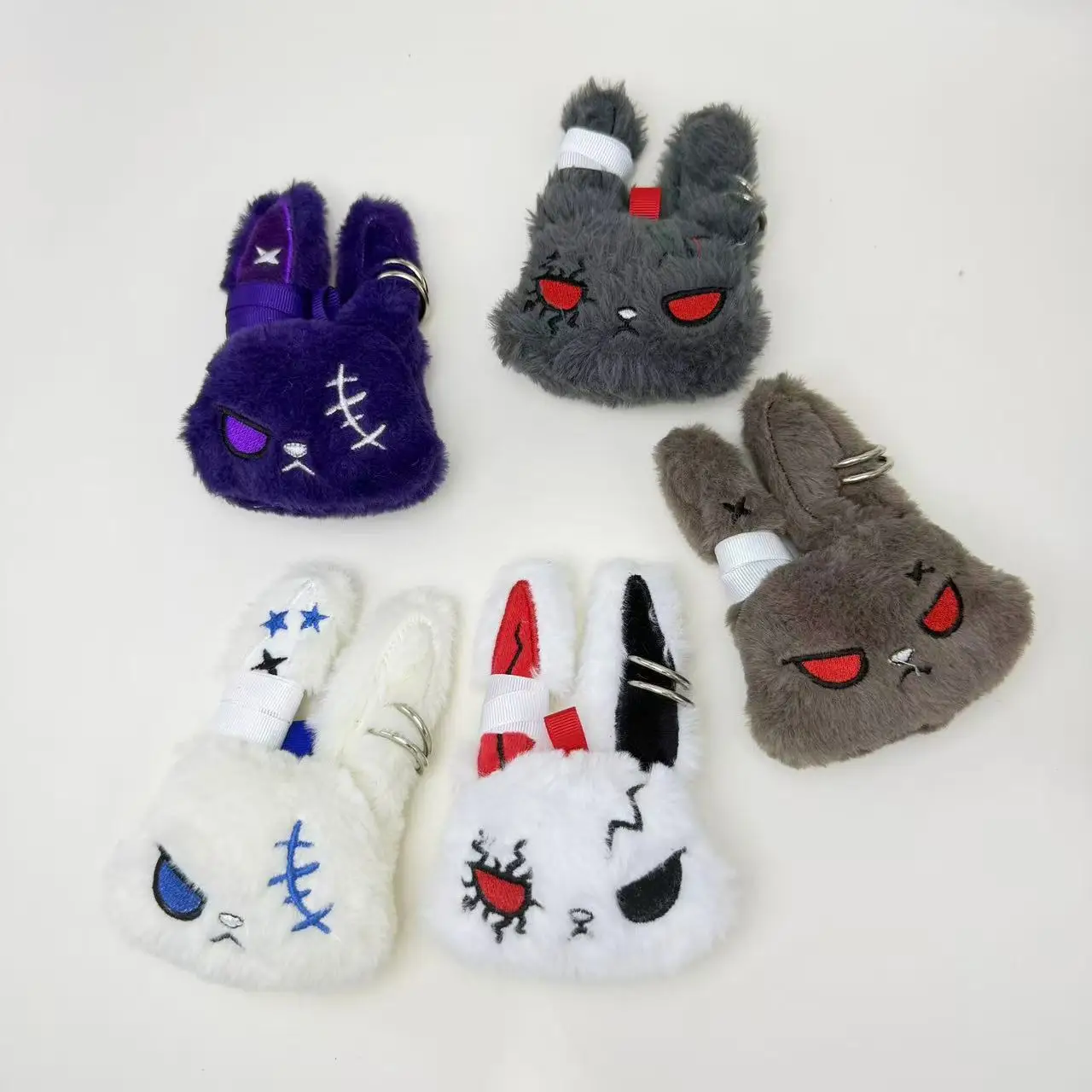 Horror Dark Gothic Bunny Plush Keychain Bandage Rabbit Car & Bag Ornament Halloween Party Gifts Doll Pendant