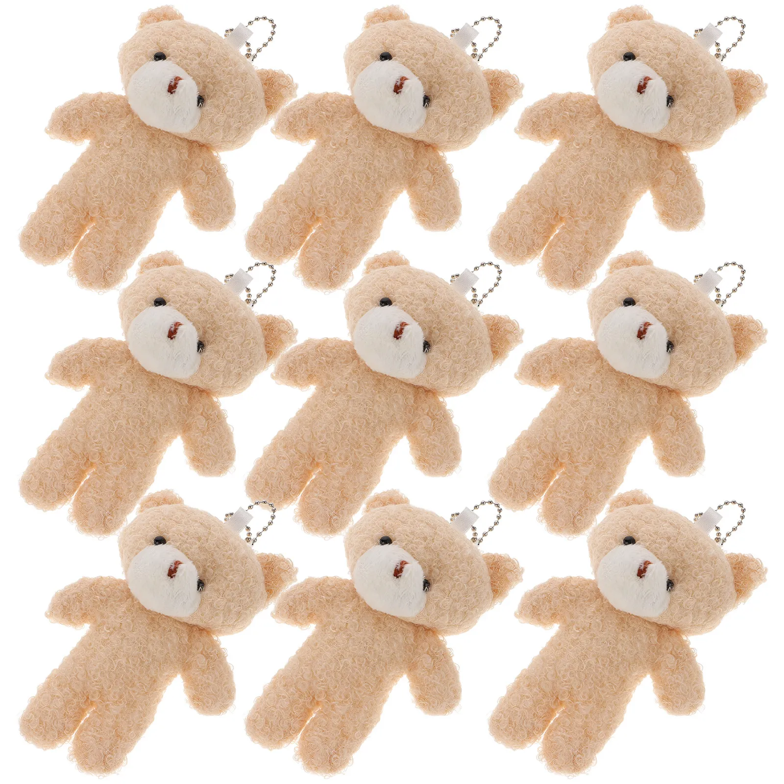 

10pcs Mini Pendant Keychain Stuffed Bear For Keys Bags Decor Wear-Resistant Portable Cartoon Bear