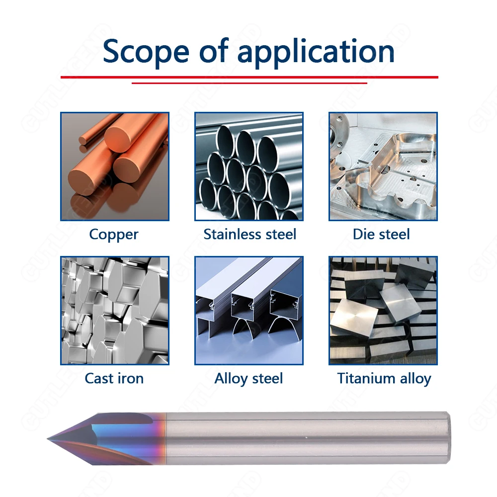 HRC65 Chamfer Milling Cutter 60 90 120 Degree 3 Flutes Carbide Corner Countersink Chamfering Mill Deburring Edges V Grove Router