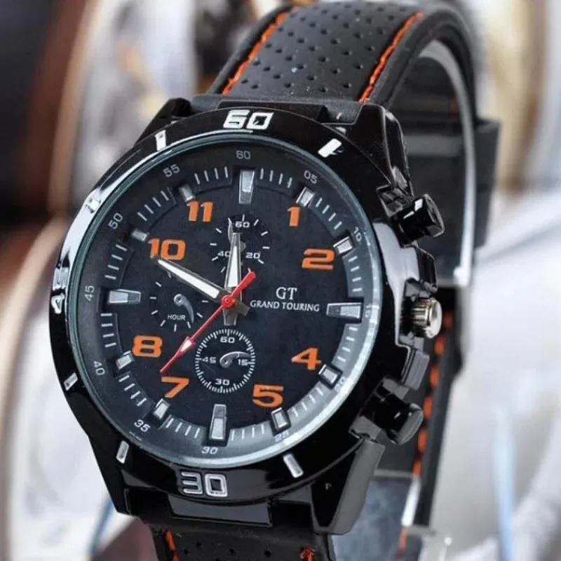 Reloj deportivo extremo de carreras de moda, reloj de cuarzo de silicona con tres ojos para hombre, opción Ideal para regalos