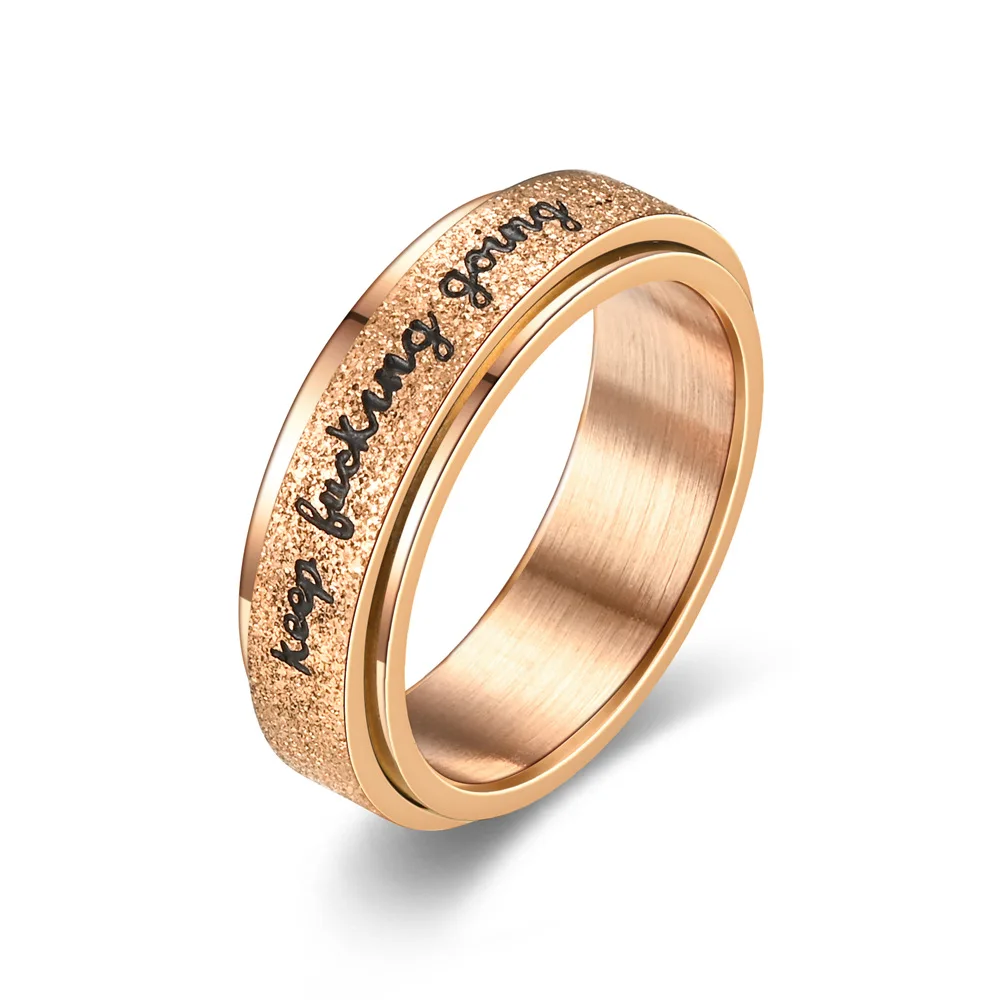 Modischer, inspirierender, lebendiger rotierender Ring aus Edelstahl, verstellbar, Unisex, für den täglichen Gebrauch, Schmuck, Keep Going Ring – Detail 3
