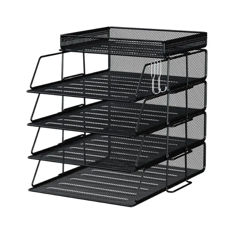 Imagem -04 - Office Desk Paper Organizer Bandeja de Documentos Multi-layered Desktop File Holder Espaço-saving Removível Metal Mesh Bandejas