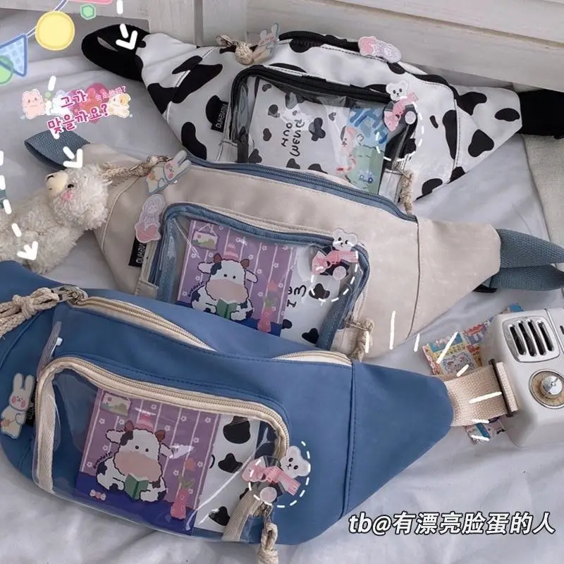 Ins Japanese Harajuku Cute Antique Girl Chest Bag Female Korean Version Mori Literary Messenger Bag Soft Girl Waist Bag Cute