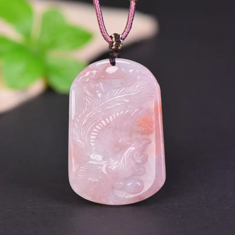 Nuevo y exquisito colgante de fénix relleno de flor de durazno con efecto de hielo.