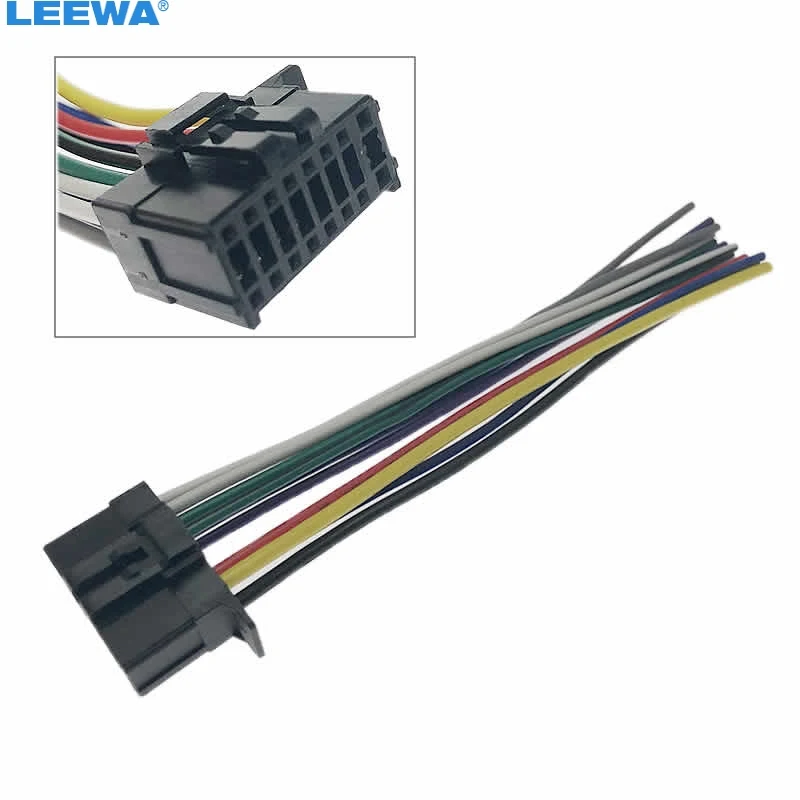 Leewa auto universal 16pin adaptador de chicote de fios do carro conector plug para pionner dvd cd rádio cabo de fio estéreo # CA6476