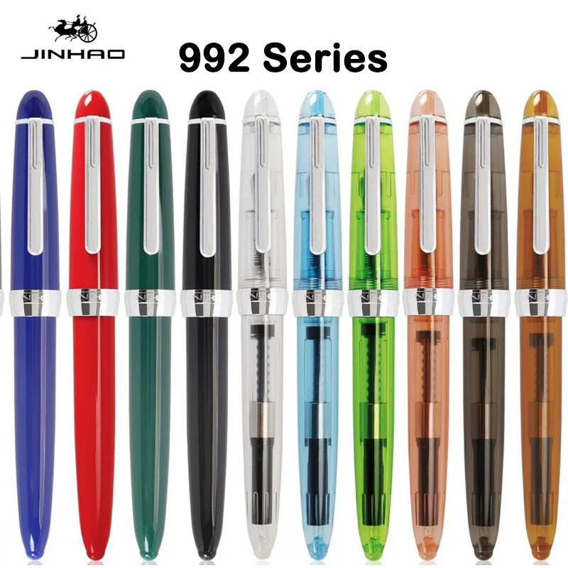 

JINHAO 992 Fountain Pen 12 Colors F nib Transparent Color Luxury Stationery Office School Business Supplies Writing Pens PK 9019