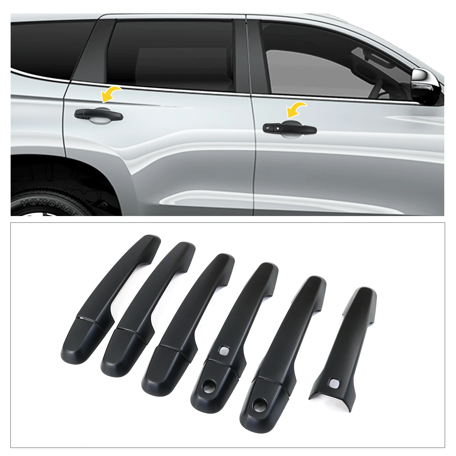 Car Accessories Stickers Door Handle Cover For Mitsubishi Pajero Sport 2015-2023 Mitsubishi Triton L200 2015-2018 ABS Mate Black