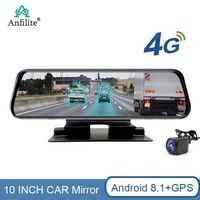 10 inch 4G dash cam video recorder adas wifi car dvr dashboard dual lens Rear view mirror android 8.1 Gps navigation