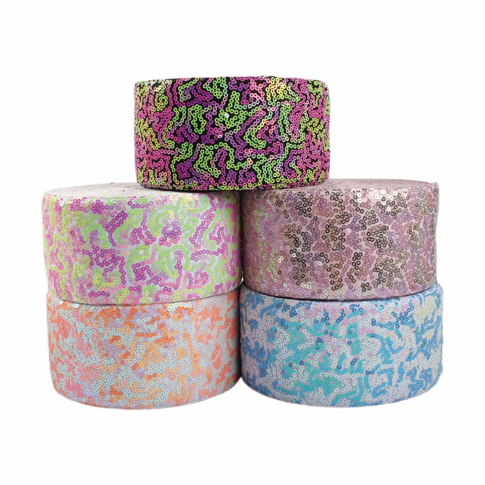 

5Yards Flat Sequin Ribbon 75mm 3'' for Hairbows DIY Craft Decoration Materials Accessories