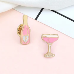 Mini Cute Wine And Glasses Enamel Pins Bottle Cup Brooches Clothes Lapel Pin Badge Cartoon Jewelry Gift for Women Men Party Time