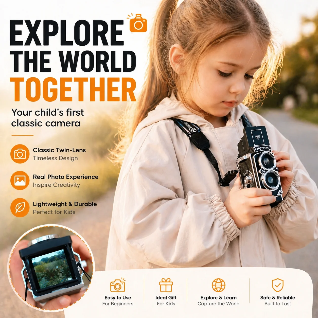 

Retro TLR Digital Camera Mini Twin Lens Pocket Cam 12MP 1080P Video Photography Toy Birthday Gift for Boys Girls