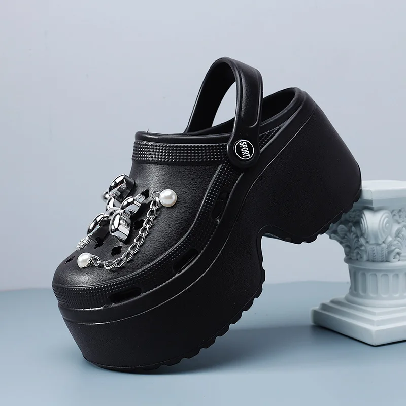 Zapatillas de tienda de campaña Diy para mujer, calzado para jardín, sandalias de playa, cadena antideslizante de verano, plataforma deslizante de alta calidad a la moda