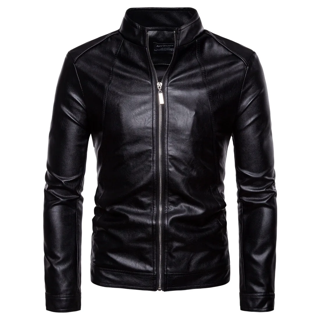 

Autumn new boutique standing collar men's motorcycle leather jacket washed PU leather jacket windproof business jacket