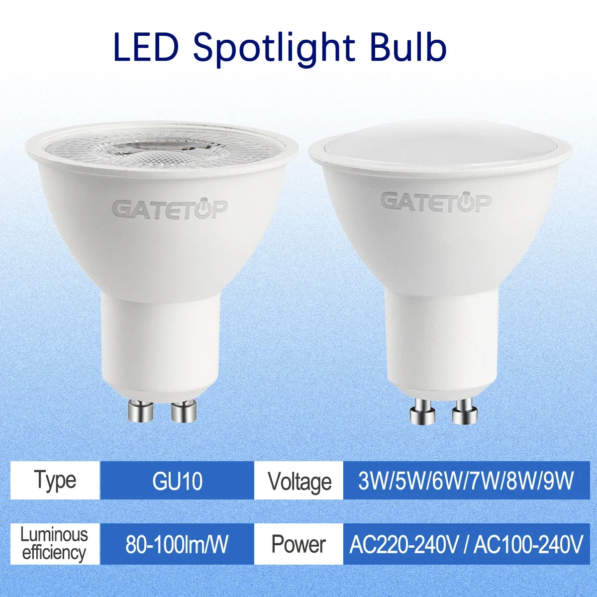 30 stücke energie sparendes gu10 spot lampara kein Flimmern gu10 Basis 9w 8w 7w 6w ac 110v 220v warmes Naturlicht geeignet für Haustechnik