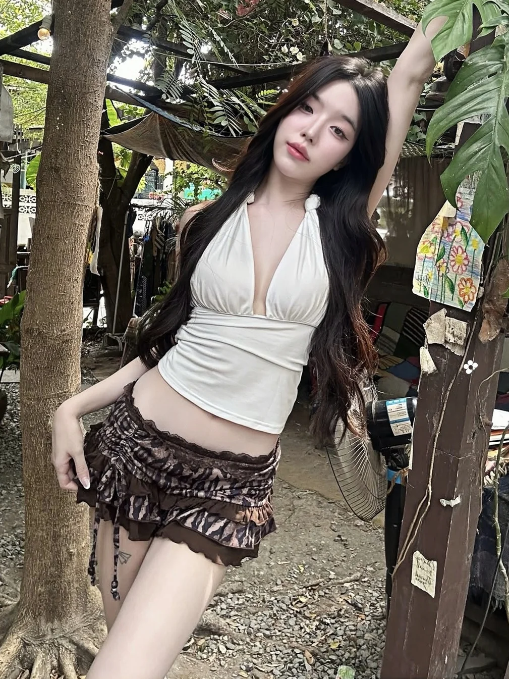 

Sexy Pure Desire Hot Girl White Ne V-Ne Strapl Bikini Leopard Print Skirt Bal Swimwear Women's Faion Beach...