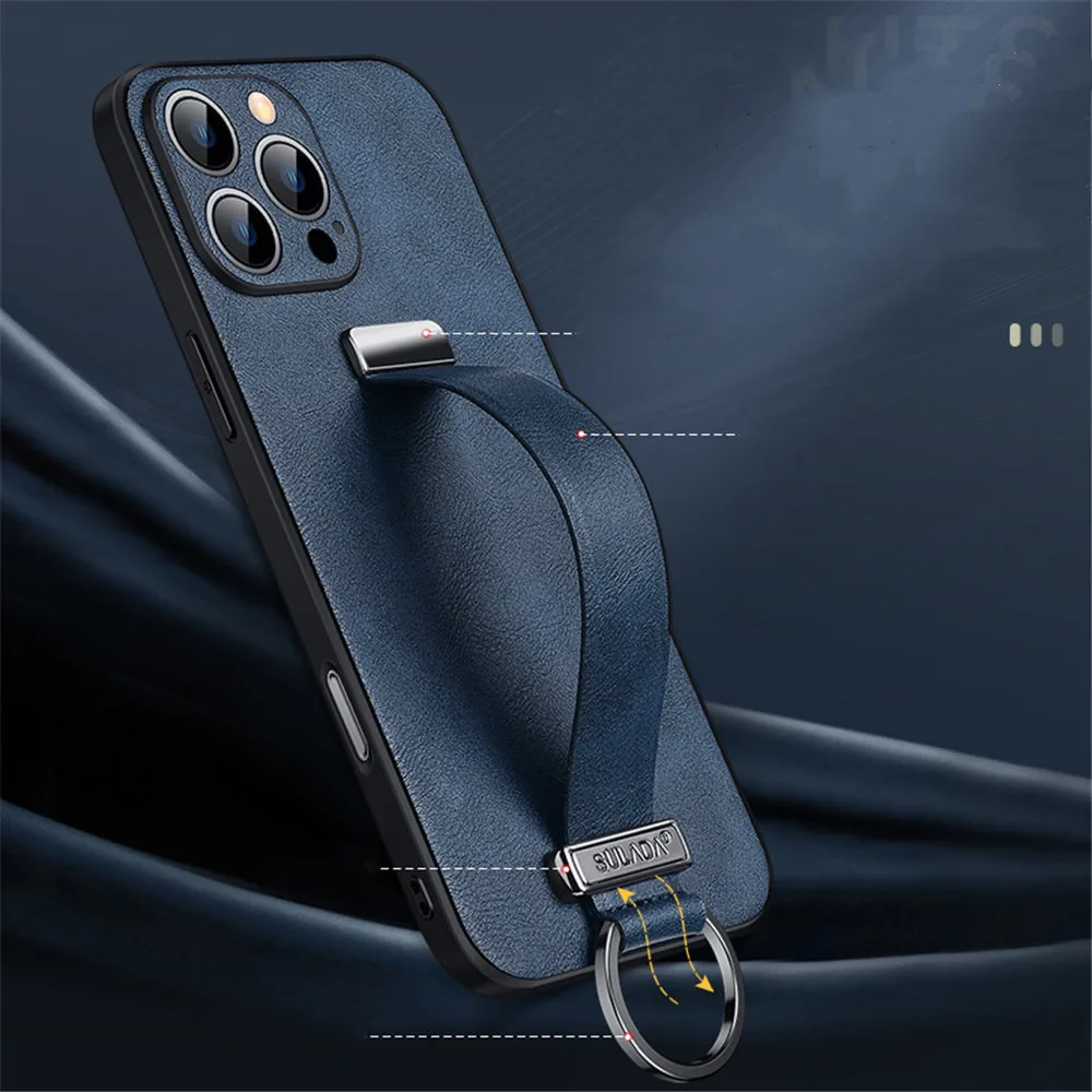 

Premium PU Leather Case For iPhone 16 16 Plus 16 Pro Max Wristband Ring Holder Cover