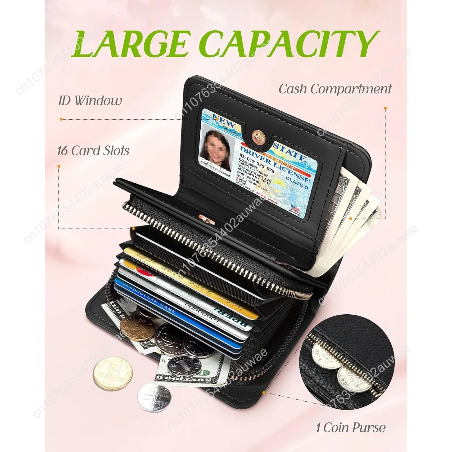 Bistup Credit Card Holder Wallet for Women Cute Leather Ladies Teen Girls Female Cardholder Wallets Accordion Purse Small Medium