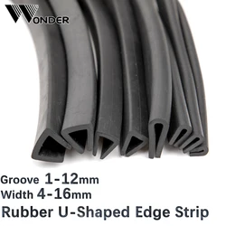 Gumowa listwa U Edge Shield Encloser Bound Glass Metal Wood Panel Board Sheet Black U-Type Sealing Strip Anti-Collision Protect