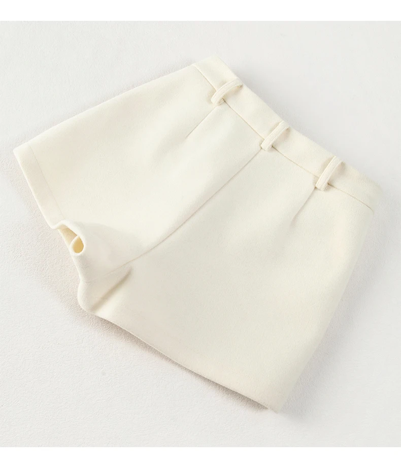 Heiße Mädchen-Shorts aus Wollmischung, elegante, hochtaillierte, schmale A-Linien-Shorts, stylisch, sexy, ultrakurz für Herbst und Winter – Detail 12