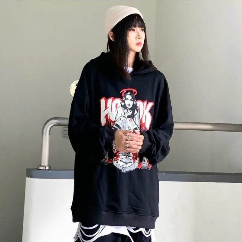 Tops Hip Hop Sweatshirts for Women Hoodies Text Female Clothes Hooded Letter Printing Graphic Long Sleeve Dropshiping New in E M