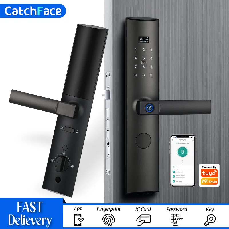 

Tuya Smart Fingerprint Door Lock Smart Wifi APP Unlock Security Lock Electronic,Prevent child unlock, 6068 Protective Lock