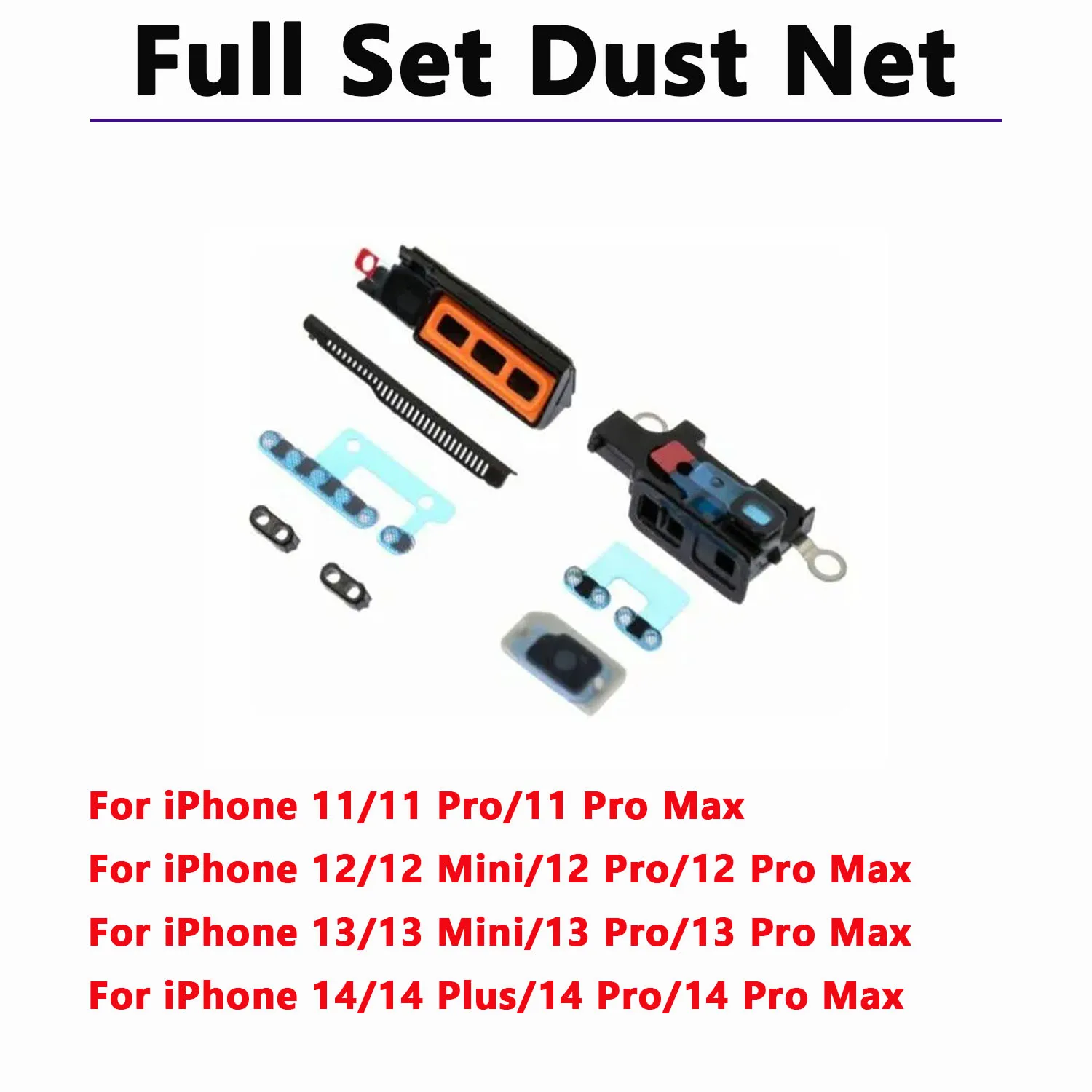 

Full Bottom Loudspeaker Mesh for iPhone 13 14 Pro Max 12 11 Anti Dust Grill Net Parts (Black)
