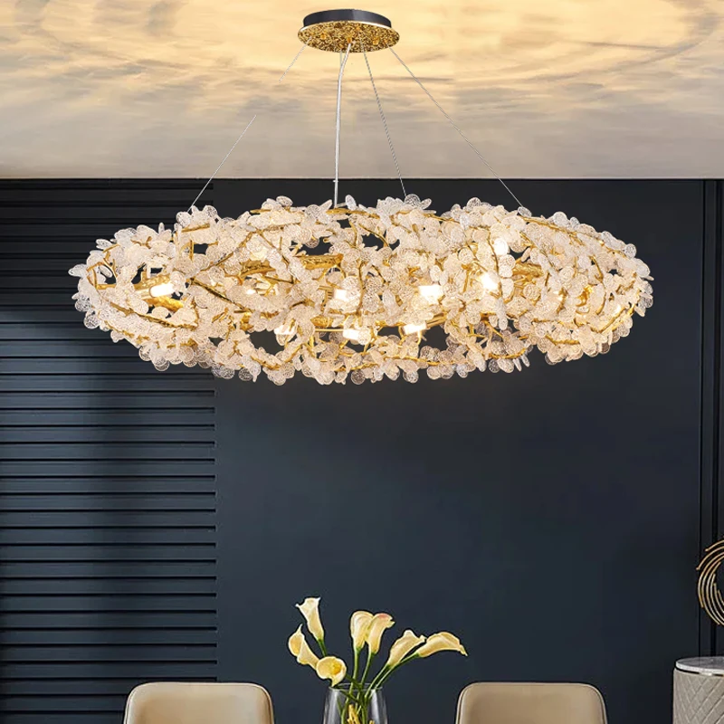 

Design luxury Crystal Tree branch chandelier ceiling light dimmable pendant lamp for Kitchen island countertop Café bar counter