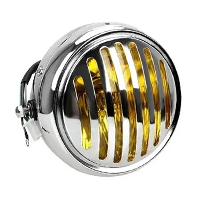 For  Honda Yamaha Gn125/Cg125 Modified Retro Universal Motorcycle 12V Black Shell Front Retro Round Headlight-A99D