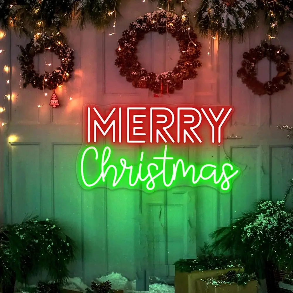 Merry Christmas Neon Sign Xmas Holiday LED Neon Light for Restaurant Bar Home Game Room Bedroom Party Decor Gift USB Powered
