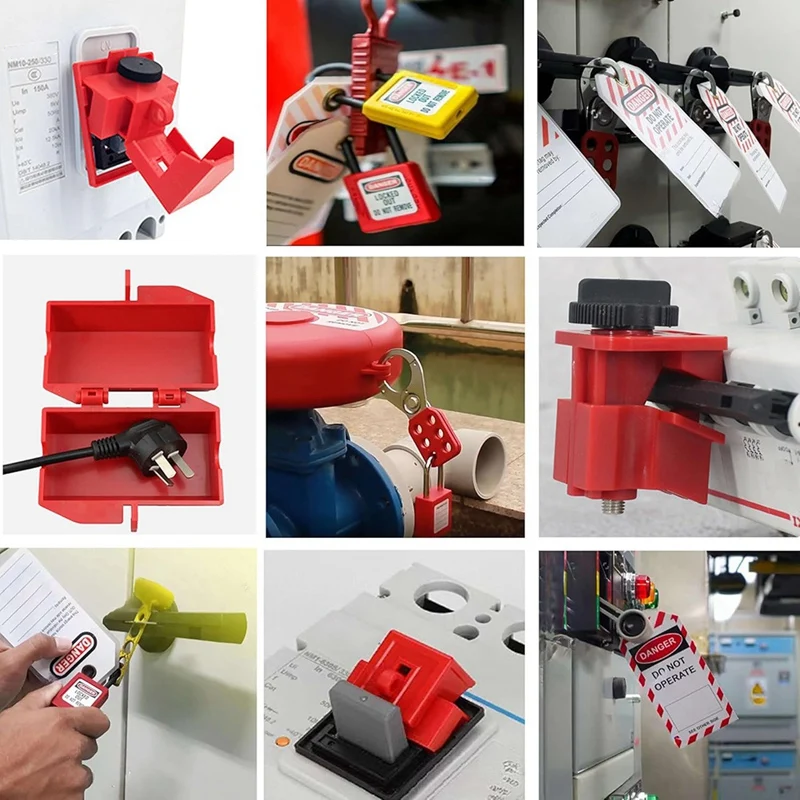 مجموعة قفل Tagout، مجموعة Loto الكهربائية مع قفل قاطع الدائرة الكهربائية، مشابك القفل، علامات القفل قواطع متعددة الأقطاب